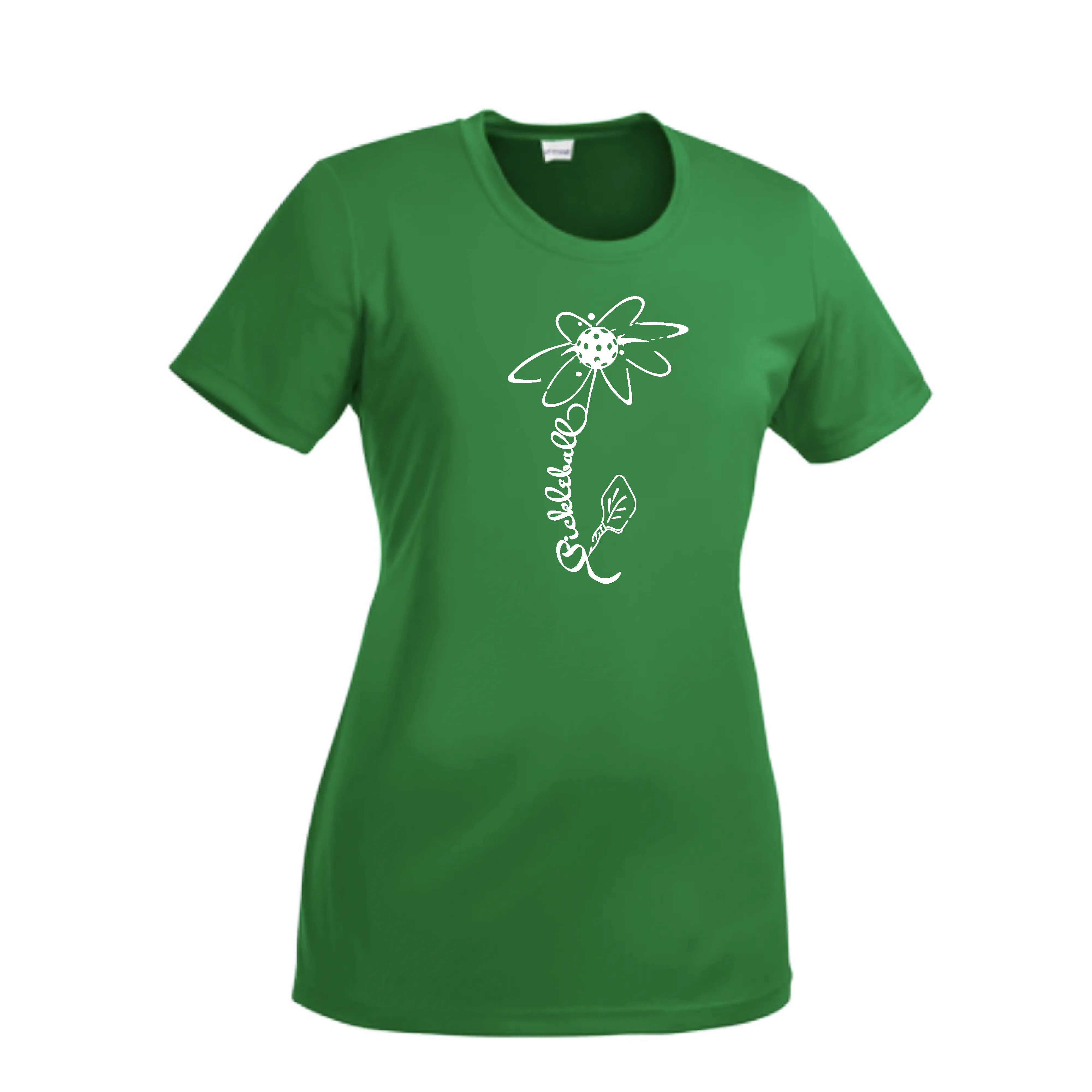 Pickleball Flower (White Yellow) | Women’s Short Sleeve Crewneck Pickleball Shirts | 100% Polyester
