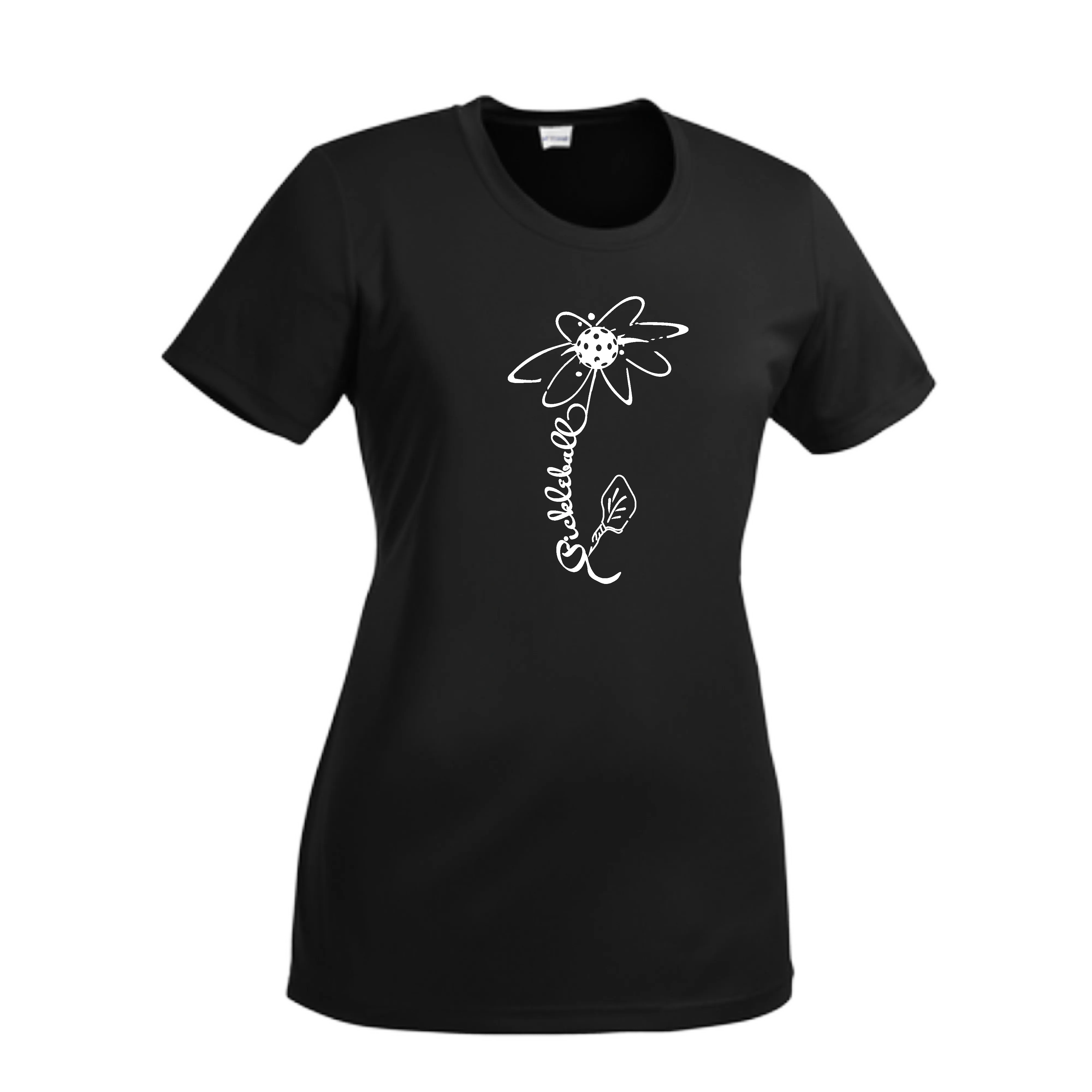 Pickleball Flower (White Yellow) | Women’s Short Sleeve Crewneck Pickleball Shirts | 100% Polyester