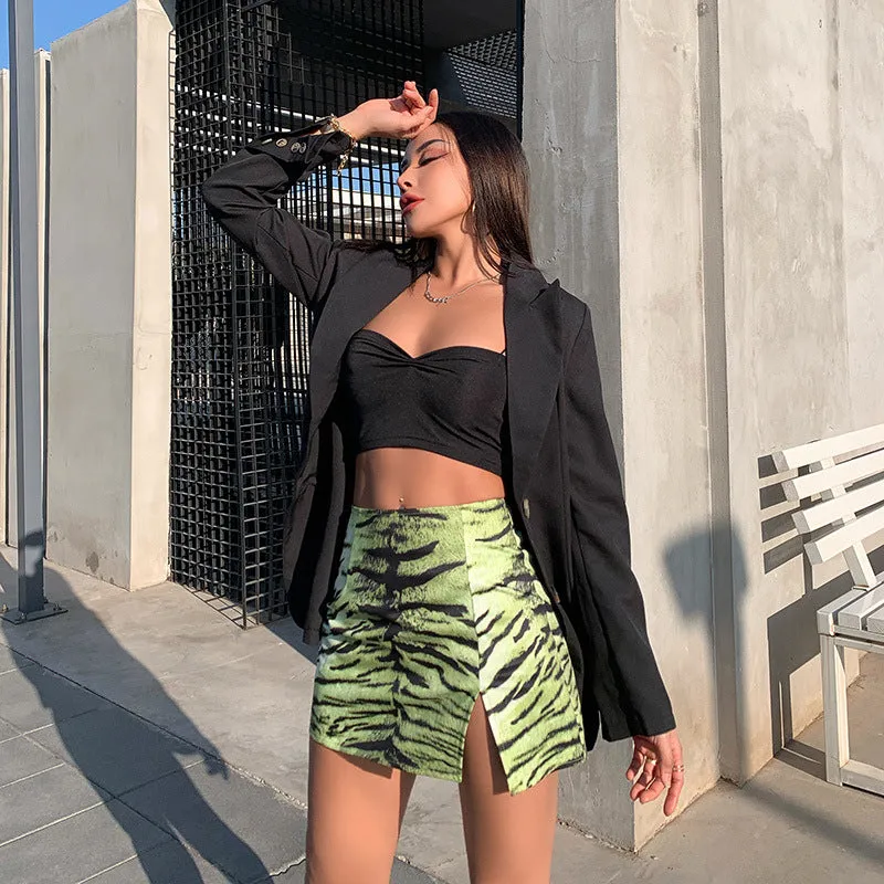 PSplitted Skirt Europe Trendy Sexy Street Style Slim Look Hip Flattering Casual Women Skirt