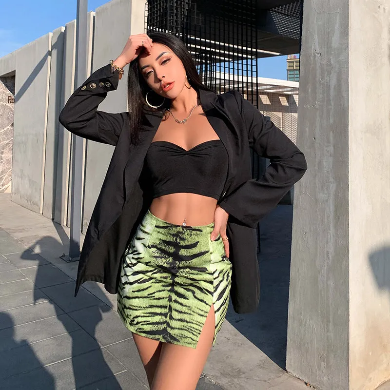 PSplitted Skirt Europe Trendy Sexy Street Style Slim Look Hip Flattering Casual Women Skirt
