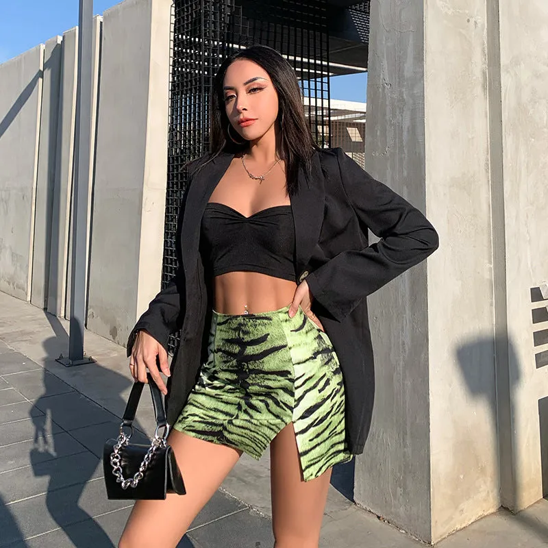 PSplitted Skirt Europe Trendy Sexy Street Style Slim Look Hip Flattering Casual Women Skirt