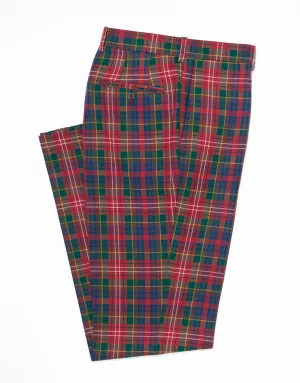 RED WITH MULTI PANE TROUSERS