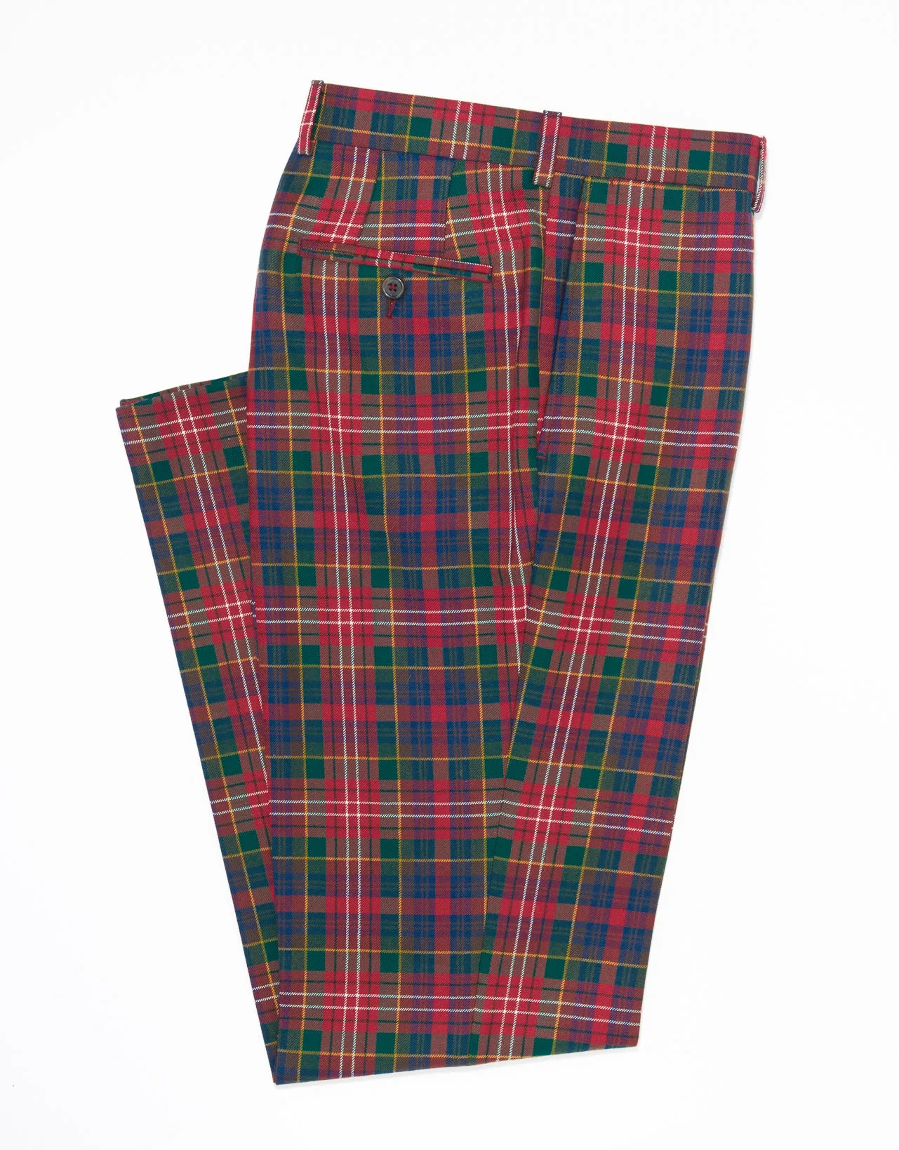RED WITH MULTI PANE TROUSERS