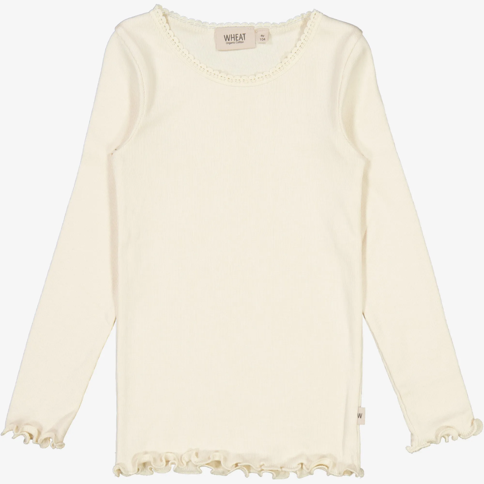 Rib T-Shirt Lace LS - eggshell