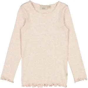 Rib T-Shirt Lace LS - rose melange