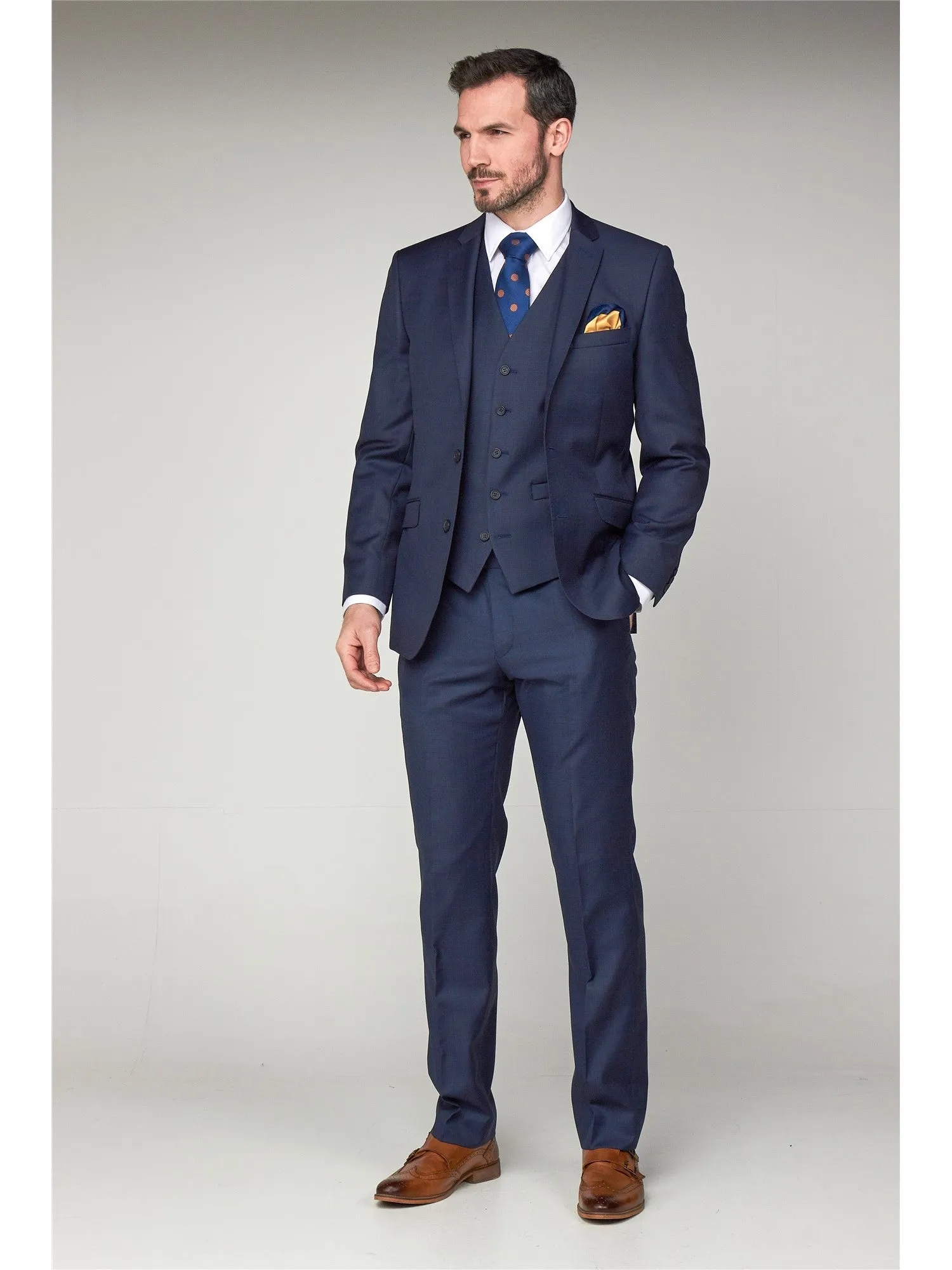 SCOTT Classic Fit Wool Blend Ink Blue Suit Trousers SS15157 Size 34 - 60