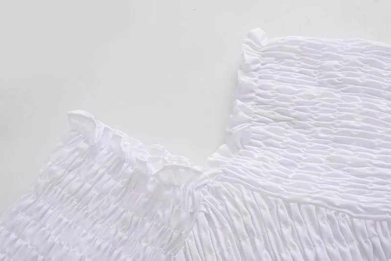SMOCKED DETAIL CROSSOVER TOP