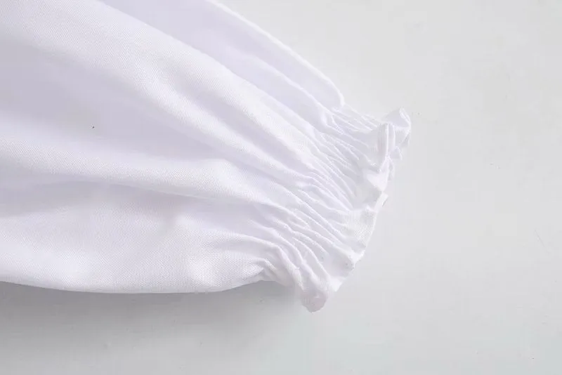SMOCKED DETAIL CROSSOVER TOP