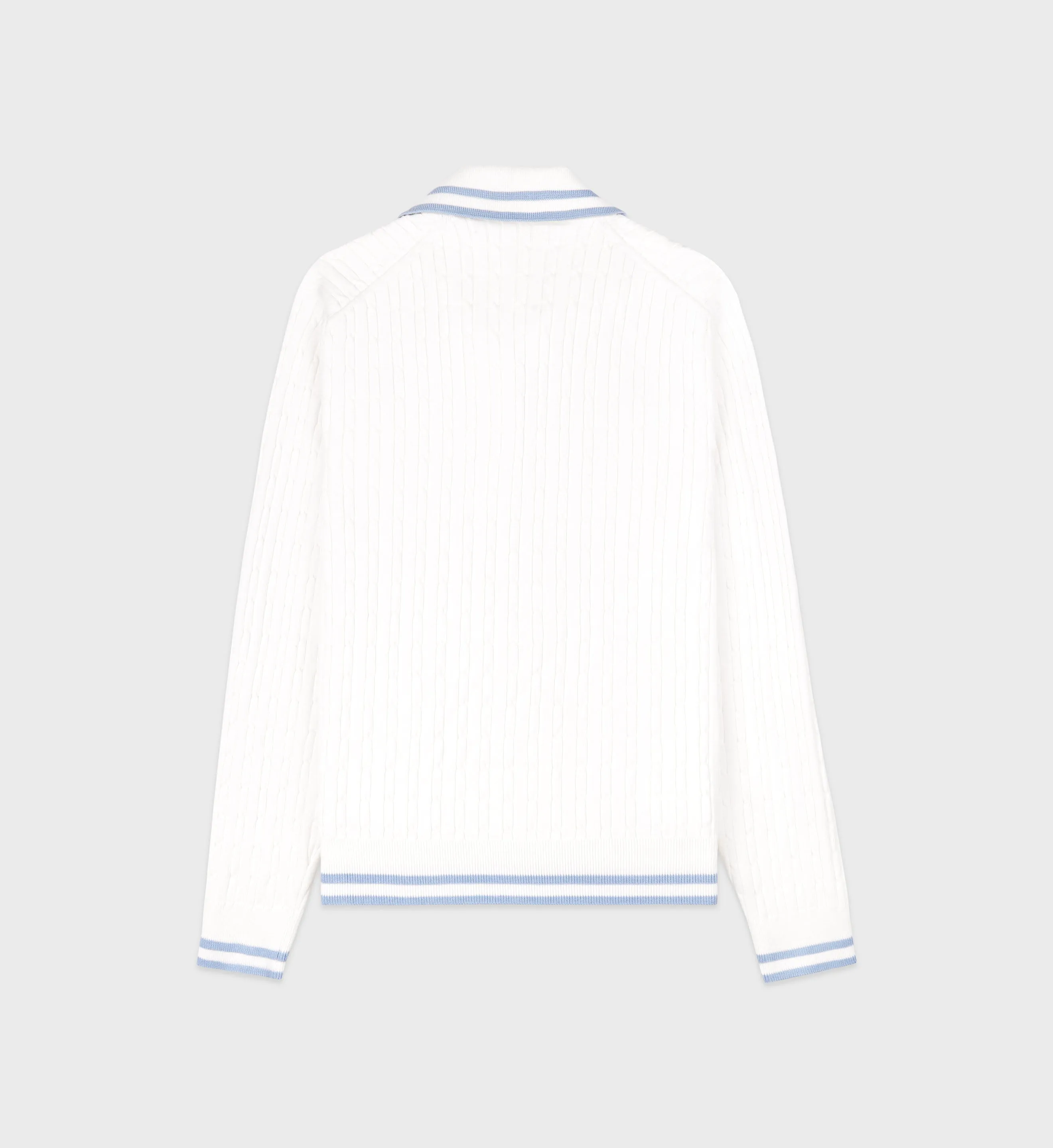 SRC Mini Cable Longsleeve Polo - Off White/China Blue