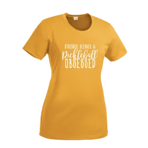 Stressed Blessed & Pickleball Obsessed | Women’s Short Sleeve Crewneck Pickleball Shirts | 100% Polyester