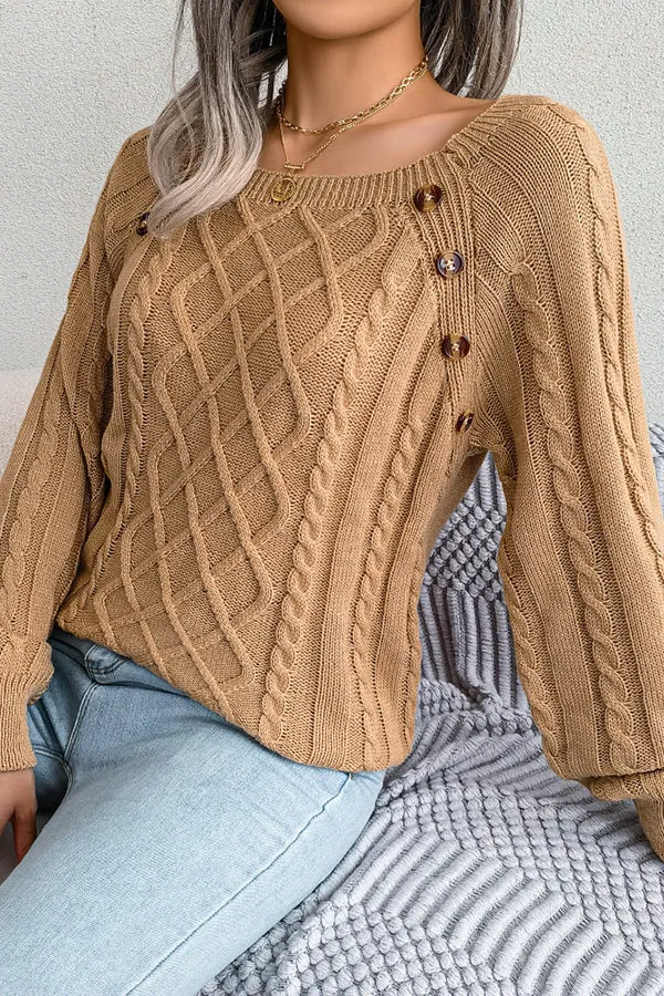 Sweet Life Button Cable Knit Sweater