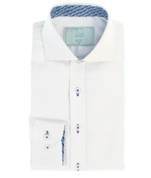 T.O. Boy's Track Non-Iron Contrast Shirt - Blue