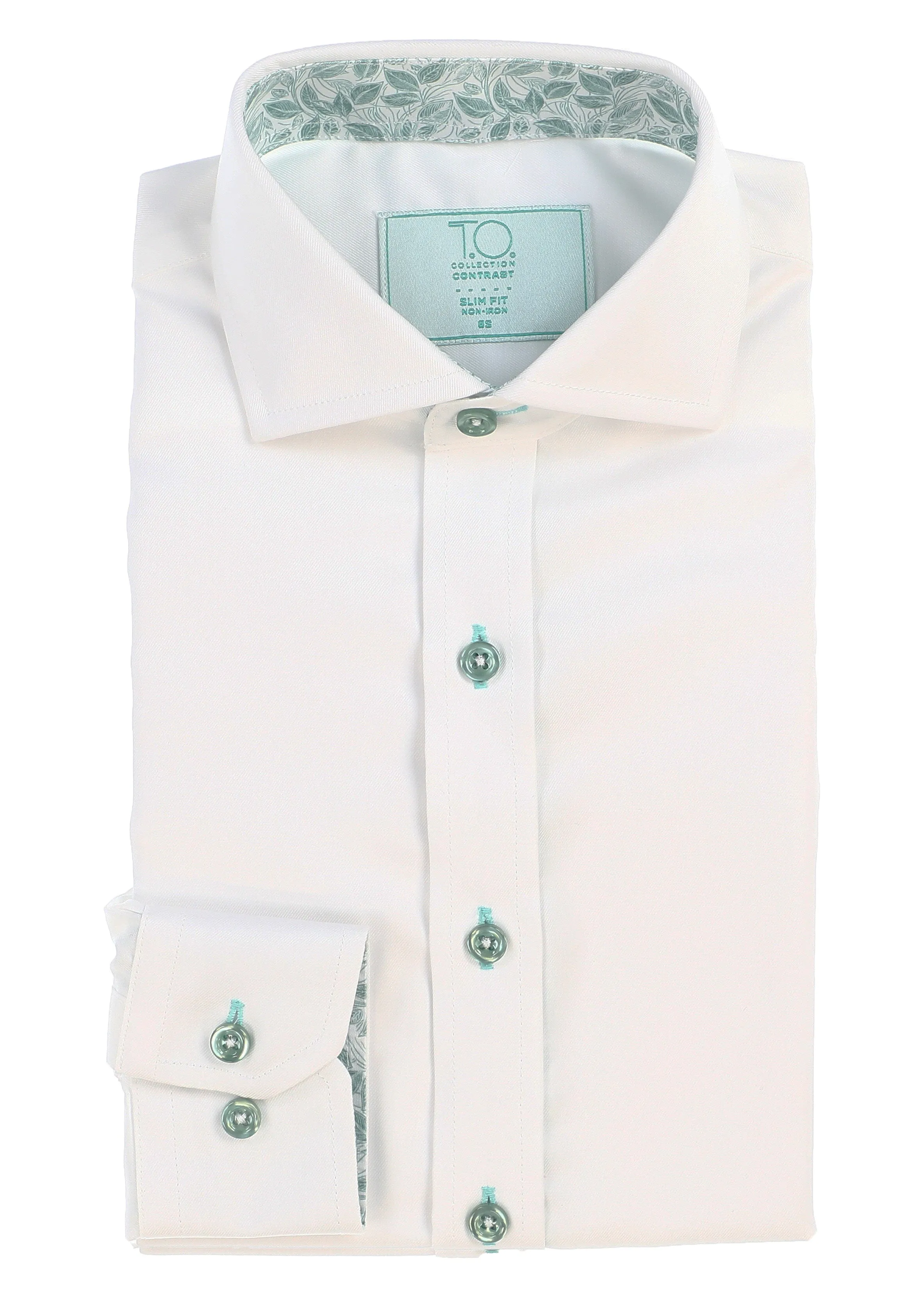 T.O. Boy's Vivid Non-Iron Contrast Shirt - Green
