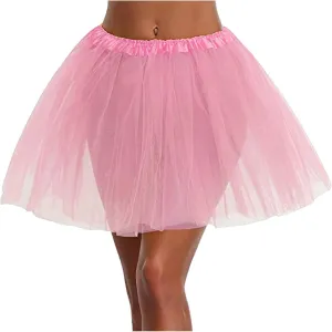 Women Skirt Summer Tutu Tulle Skirt Womens Pleated Short Skirt Adult Tutu Dancing Skirt Ruffle Midi Skirt with