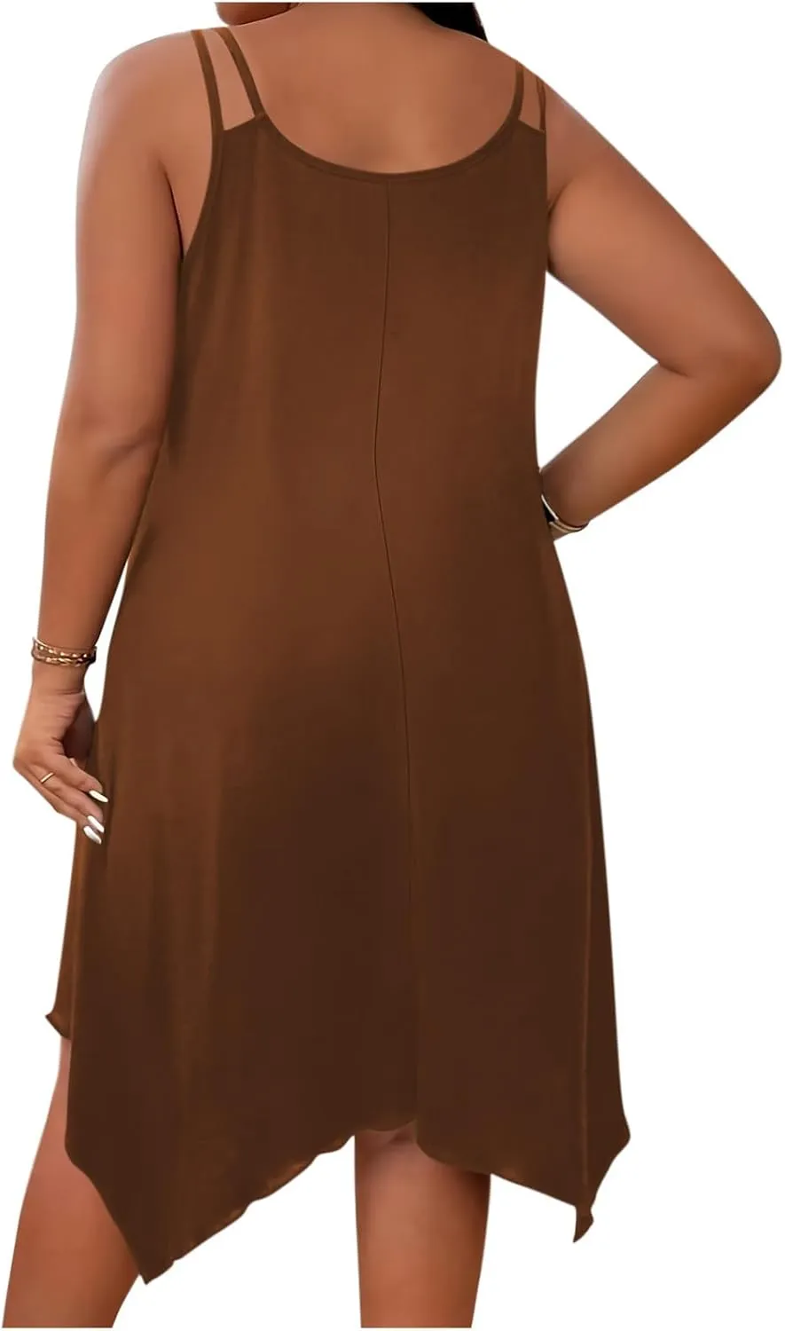 Women's Boho Flowy Midi Dress Plus Size Summer Casual Sleeveless Cami Dress Beach Vacation Swing Sundresses