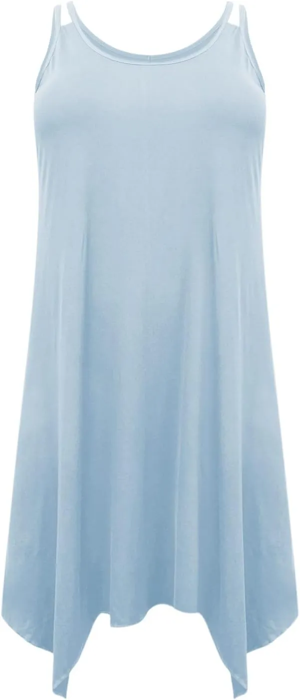 Women's Boho Flowy Midi Dress Plus Size Summer Casual Sleeveless Cami Dress Beach Vacation Swing Sundresses