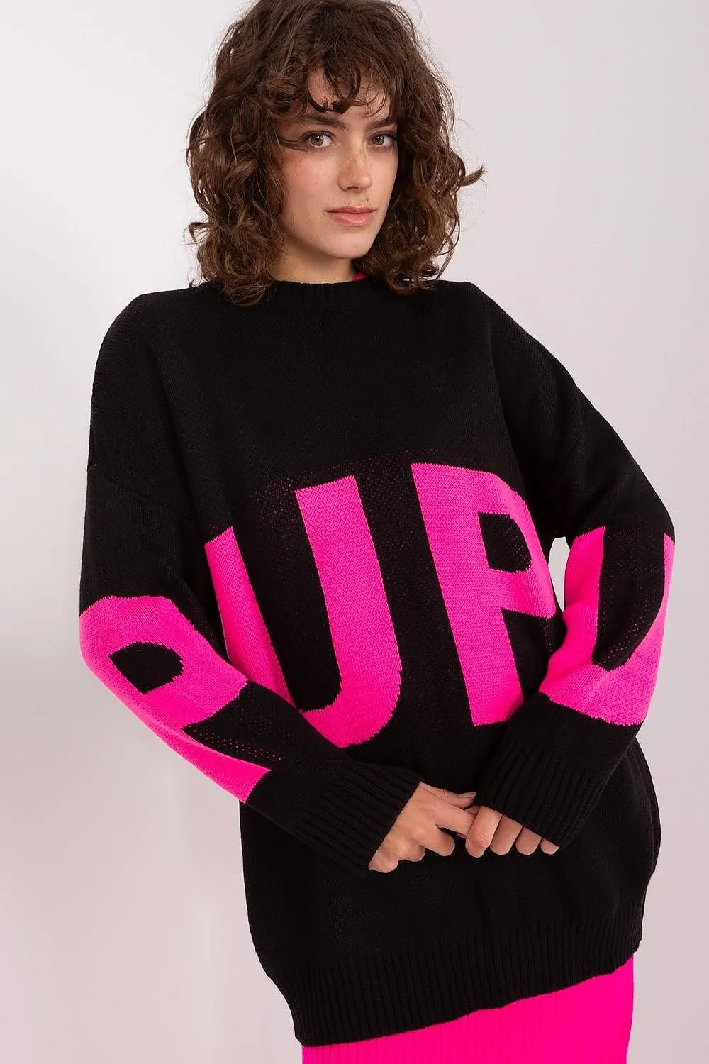Women's casual front print long sweater
