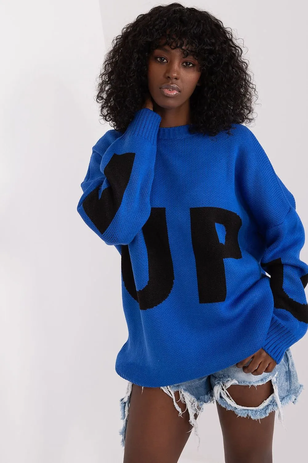Women's casual front print long sweater