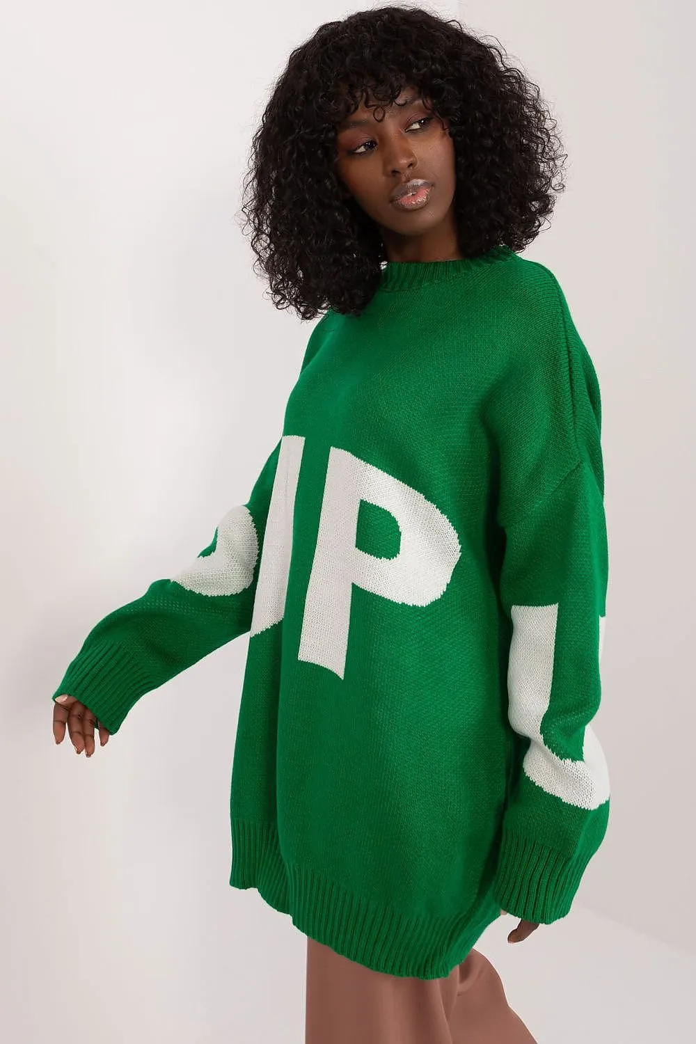 Women's casual front print long sweater