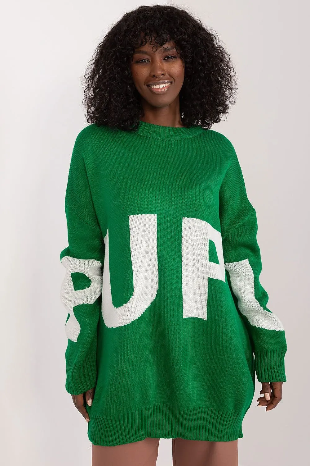 Women's casual front print long sweater