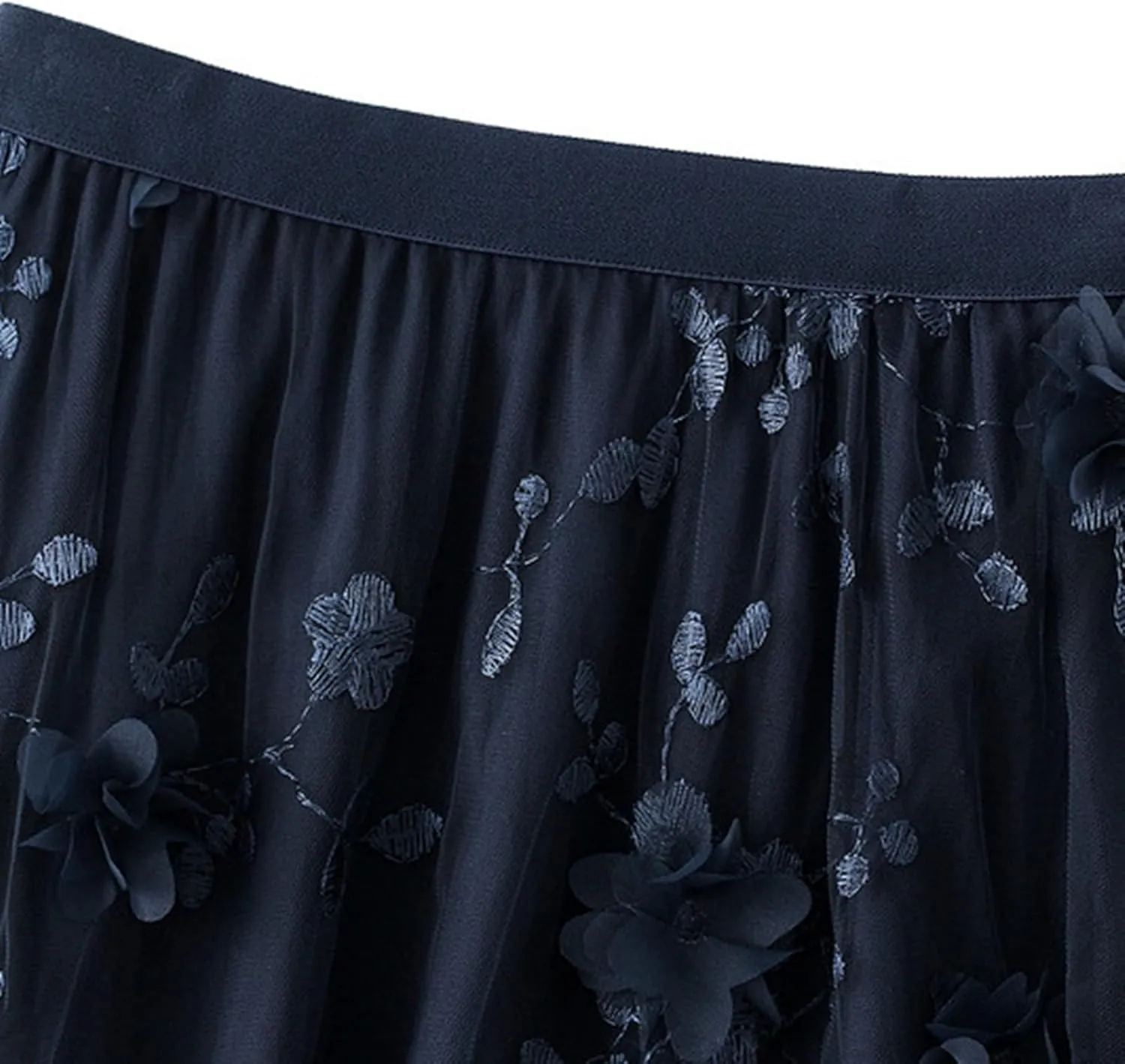 Women's Midi Tulle Skirt Elastic Waist Plus Size Mesh Formal Prom Party Tutu Skirt A Line Long Skirt