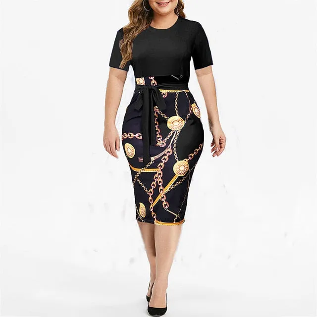 Womens Summer Short Sleeve Midi Elegant Dresses